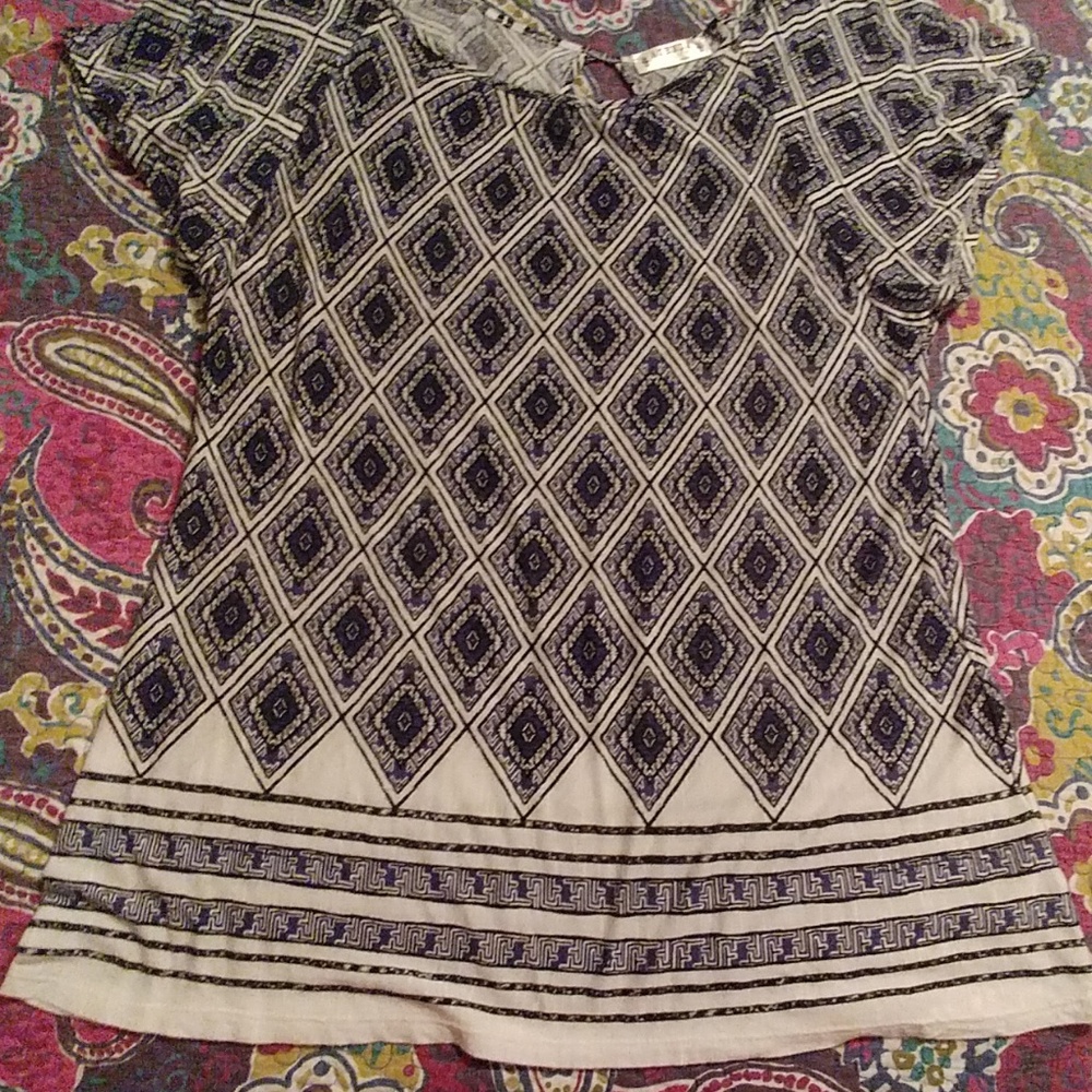 Agenda,size XL, navy,blk & white blouse.